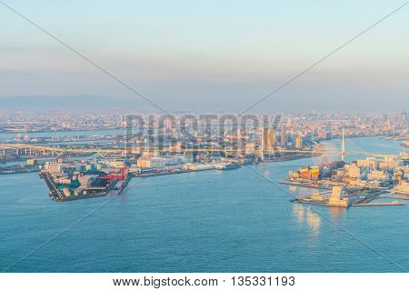 OSAKA, JAPAN - November  30, 2015 : Osaka city view from Umeda sky building, Osaka. View from the top.