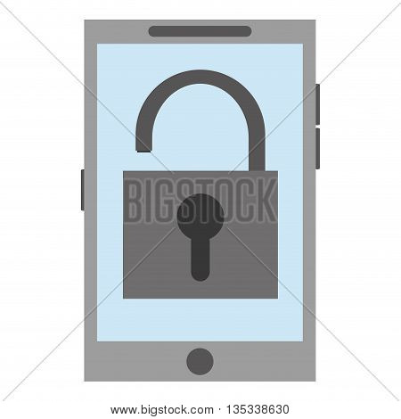 cellphone with open keylock on screen vector illustration