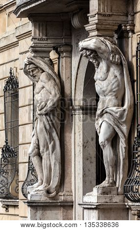 Statues Of Hercules At The Palazzo Vescovile