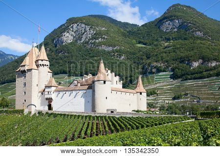 Famous castle Chateau d'Aigle in canton Vaud, Switzerland