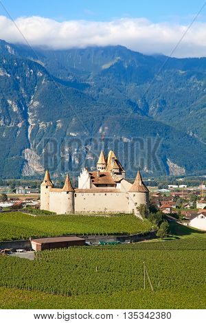 Famous castle Chateau d'Aigle in canton Vaud, Switzerland