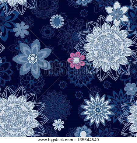Mandala pattern floral elements decorative ornament. Seamless pattern background. Arab Asian ottoman motifs. Vector illustration