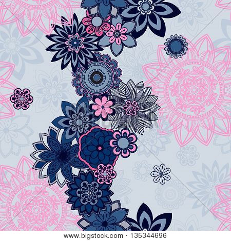Mandala pattern floral elements decorative ornament. Seamless pattern background. Arab Asian ottoman motifs. Vector illustration