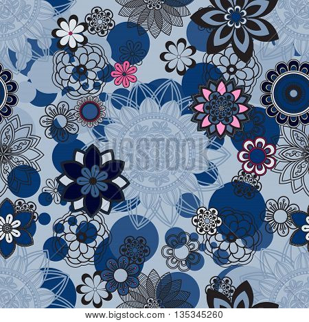 Mandala pattern floral elements decorative ornament. Seamless pattern background. Arab Asian ottoman motifs. Vector illustration