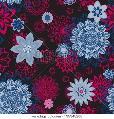 Mandala pattern floral elements decorative ornament. Seamless pattern background. Arab Asian ottoman motifs. Vector illustration