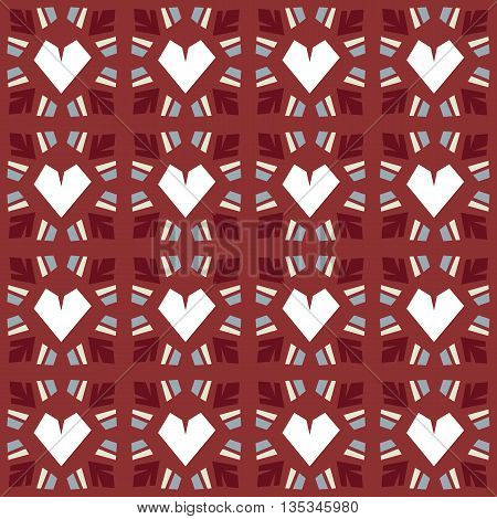 Seamless vector pattern heart tile and grid background