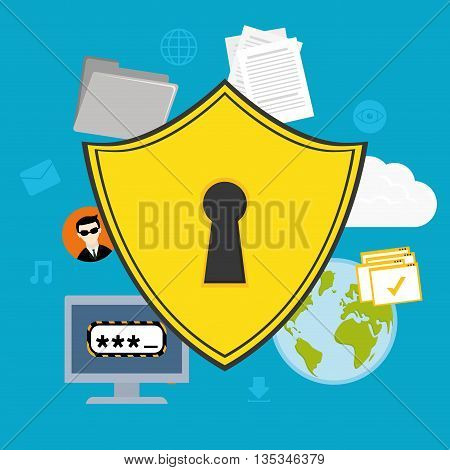 Security system design over blue background , vector illustration.