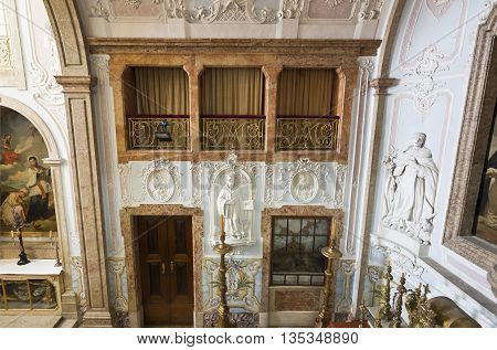 OEIRAS, PORTUGAL - November 4, 2015: Detail of the lavishly decorated Chapel of Our Lady of Mercy in the Palace of Oeiras, on November 4, 2015 in Oeiras, Portugal