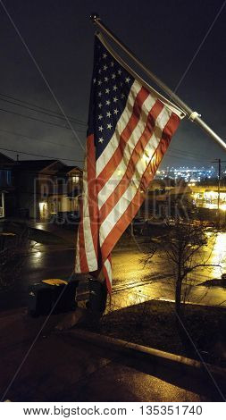 Cool peaceful American night in Troutdale Oregon