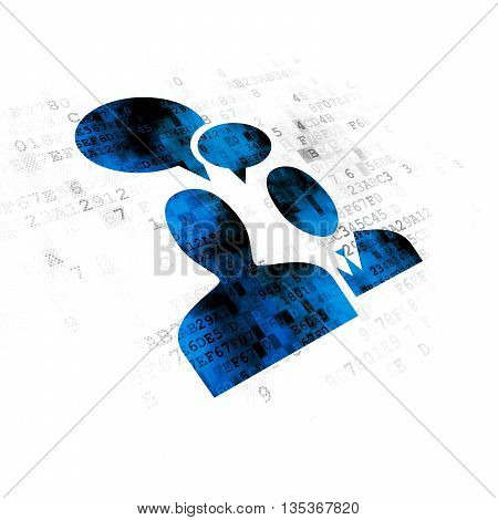 Finance concept: Pixelated blue Business Meeting icon on Digital background