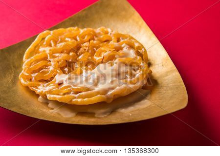 jalebi or imarati with rabdi made from condensing milk, famous dessert sweet from India