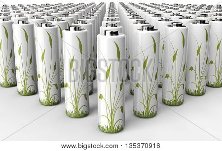 Green Engery Concept Battery With Plant On It