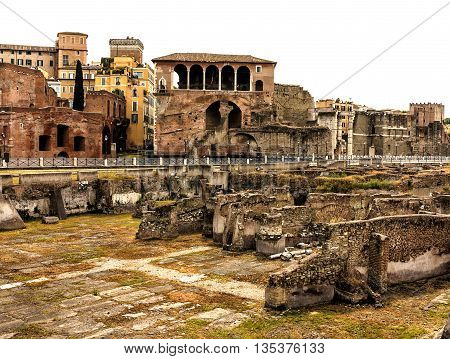 View of the ancient Markets of Forum Trajan, the last and largest of the Imperial Fora to be constructed in ancient Rome, Italy