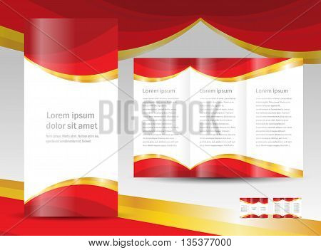 brochure design template curtain red gold drapes