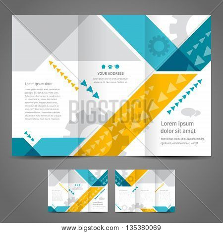 Brochure design template vector tri-fold stripes geometric abstract