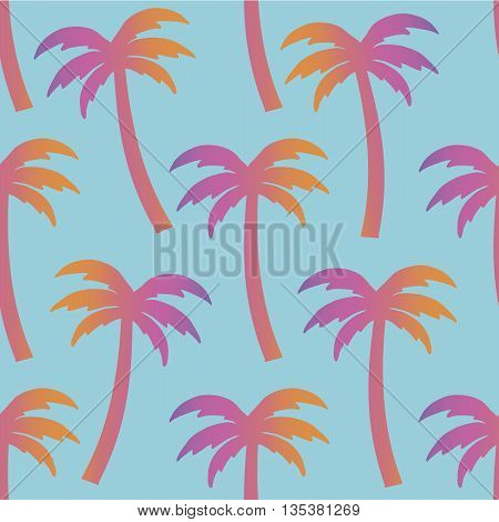 Gradient palms on a blue background pattern. Vector illustration.
