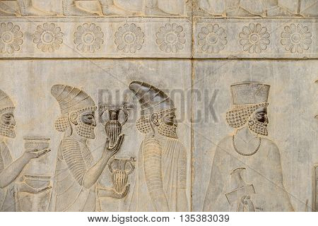 Detail of a relief of the eastern stairs in Persepolis in Iran. UNESCO declared the ruins of Persepolis a World Heritage Site in 1979.