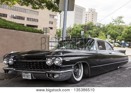 AUSTIN USA - APR 10: Black 1960 Cadillac Eldorado Seville Coupe in the city of Austin. April 10 2016 in Austin Texas United States