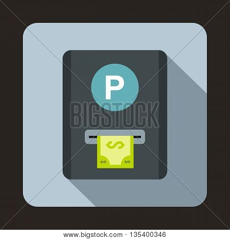 Parking fee icon in flat style on a light blue background