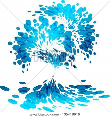 Water splash, stylized fountain, vector compozition, art illustration