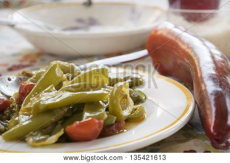peperonata or fried peppers italian style with friarelli and cherry tomatoes