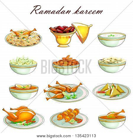 easy to edit vector illustration of Food Icon for Ramadan Kareem
