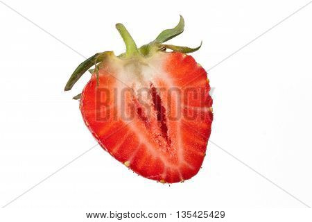Half Of Strawberry Isolated On White Background