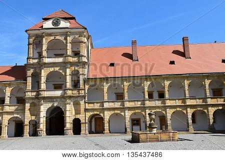 Castle courtyard Moravska Trebova, Czech Republic. Courtyard of the castle.