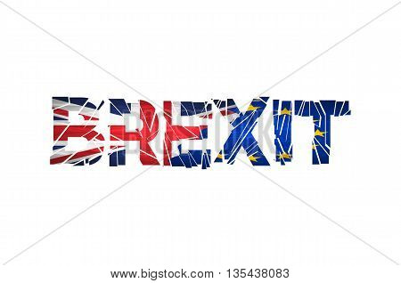 Brexit Text Isolated. Brexit Cracks Text Isolated. United Kingdom Exit From Europe Relative Image. B