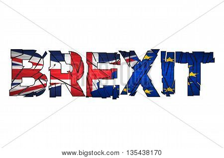 Brexit Text Isolated. Brexit Cracks Text Isolated. United Kingdom Exit From Europe Relative Image. B