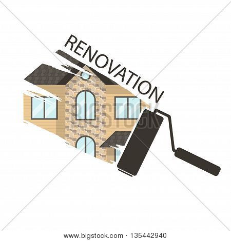 Concept Renovation Illustrations.house Remodeling,flat Design House With Paint Roller.vector