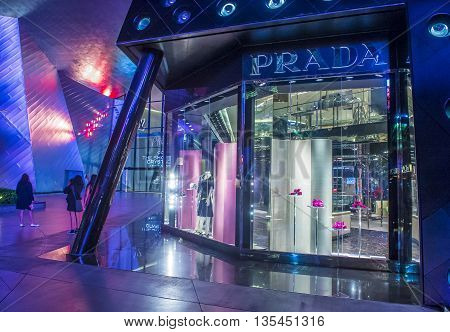 LAS VEGAS - JUNE 14 : Exterior of a Prada store in Las Vegas strip on June 14 2016. Prada is an Italian luxury fashion house founded in 1913 in Milan.