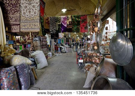 SHIRAZ - APRIL 14: Market (Vakil Bazaar) in Shiraz Iran on April 14 2015. Vakil Bazaar is the most important tourist attraction in Shiraz Iran.
