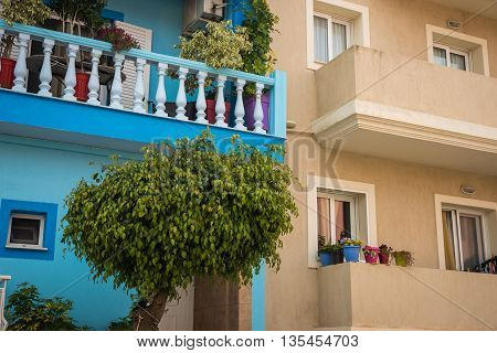 Bright Colored Houses In Argostoli