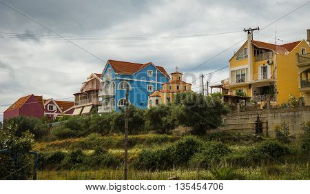 Bright Colored Houses In Argostoli
