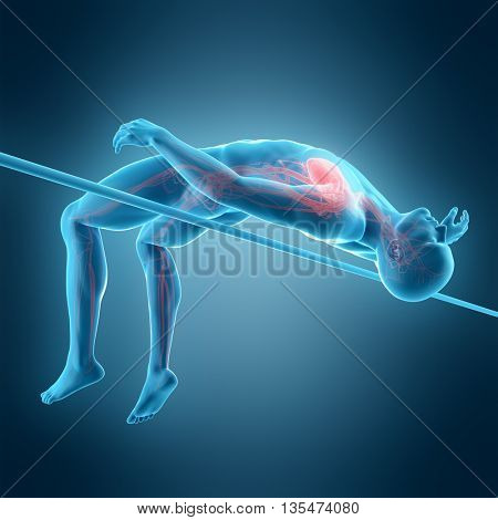 3d rendered, medically accurate 3d illustration of a highjump pose