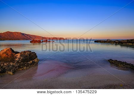 Sunset at Elafonisi beach,  Crete, Greece