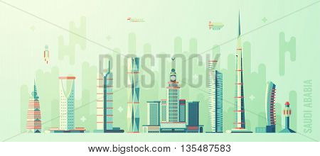 Concept Saudi Arabia skyline with world tallest building vector illustration flat style