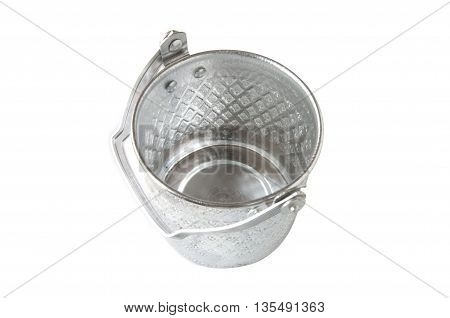silver Metal Tiffin Food Container On White Background