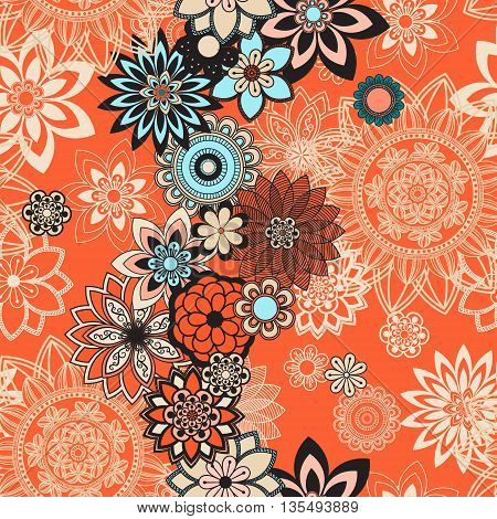 Mandala pattern floral elements decorative ornament. Seamless pattern background. Arab Asian ottoman motifs. Vector illustration