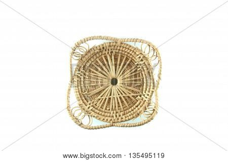 An empty wicker backet on a whith background