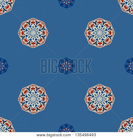 Orange and blue abstract background. Mandala-like shapes.