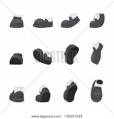 Cartoon running shoes in a walking motion-vector illustration