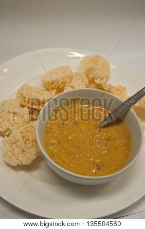 Kao Tung Na Tang: Crispy rice cake and pork and shrimp dipping