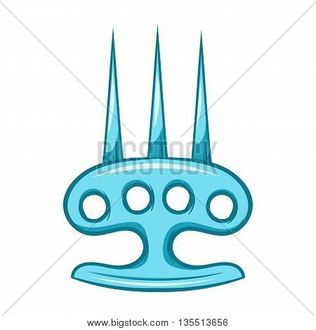 Brass knuckles with spikes, ninja weapon icon in cartoon style isolated on white background