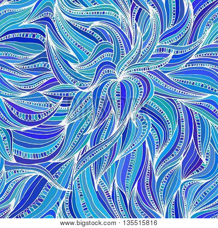 Abstract hand-drawn seamless pattern with dense vegetation. Leaves. Can be used for desktop background or frame for a posterfor pattern fills surface textures web page backgrounds textile and more.