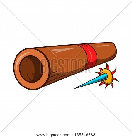 Ninja bamboo tube with a poisoned arrow icon in cartoon style isolated on white background