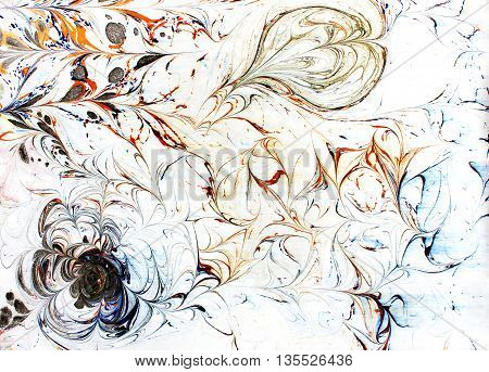 Hand drawn ebru ornament. Wavy texture. Ink illustration. Ebru pattern for your design. Hand drawn watercolor background.
