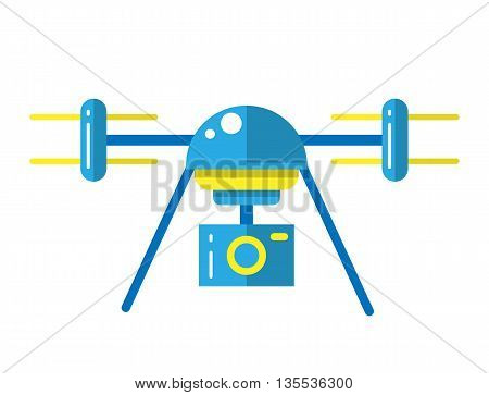 Copter illustration. Air drones. Flat drone. Drone with with camera