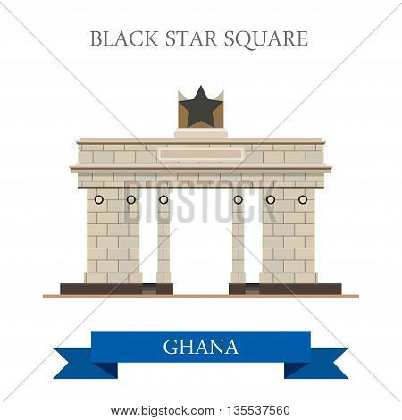 Black Star Square in Accra Ghana flat vector illustration